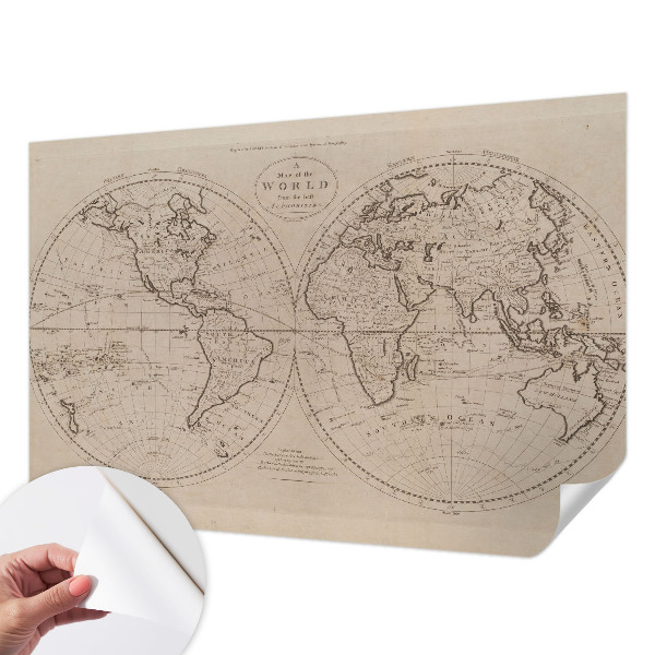 Baby room wall mural with an old map design