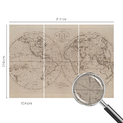 Baby room wall mural with an old map design