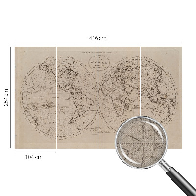 Baby room wall mural with an old map design