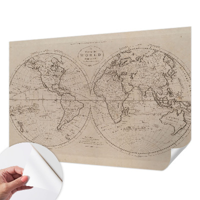 Baby room wall mural with an old map design