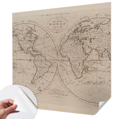 Baby room wall mural with an old map design