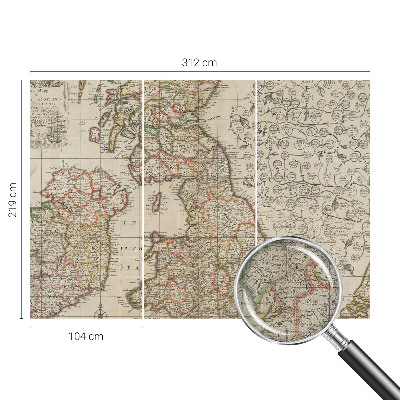 Peel and stick wall mural with an antique map design