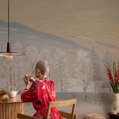 Self-adhesive photo wallpaper with a winter scenery motif