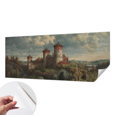 Peel and stick wallpaper mural with a romantic landscape design