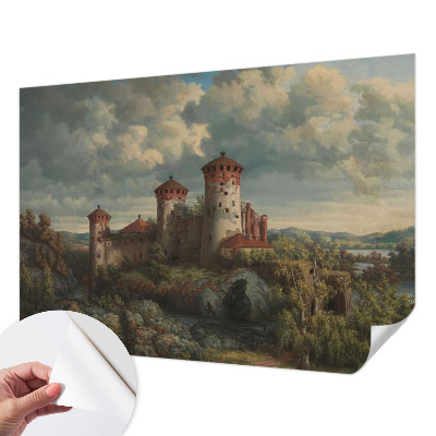 Peel and stick wallpaper mural with a romantic landscape design