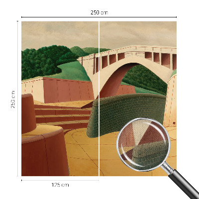 Self-adhesive wall mural with a peaceful landscape design