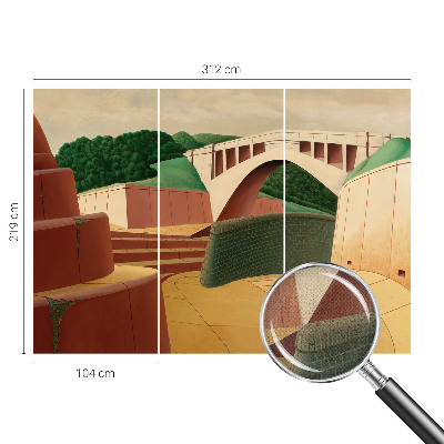 Self-adhesive wall mural with a peaceful landscape design
