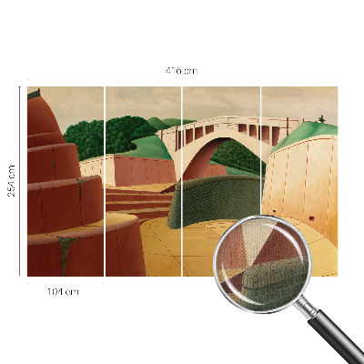Self-adhesive wall mural with a peaceful landscape design