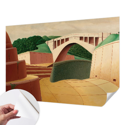 Self-adhesive wall mural with a peaceful landscape design