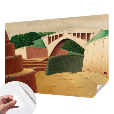 Self-adhesive wall mural with a peaceful landscape design