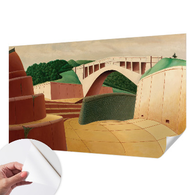 Self-adhesive wall mural with a peaceful landscape design