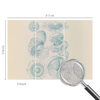 Removable wall mural wallpaper with a sea jellyfish design