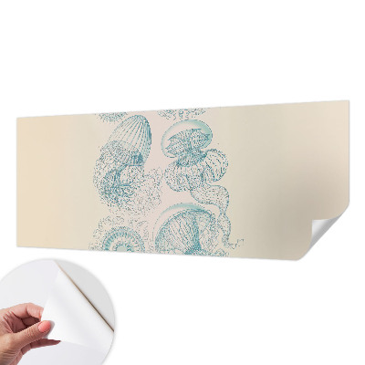 Removable wall mural wallpaper with a sea jellyfish design