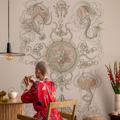 Peel and stick wall mural featuring an underwater world design for the living room