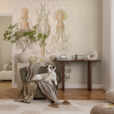 Peel and stick wall mural for bedroom featuring sea life