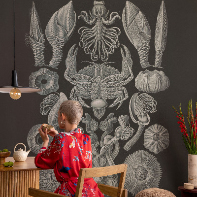 Peel and stick wall mural for kids' room with an underwater motif