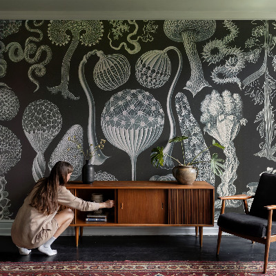 3D wall mural with a magical plants design