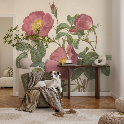 3D photo wallpaper mural with a rose motif