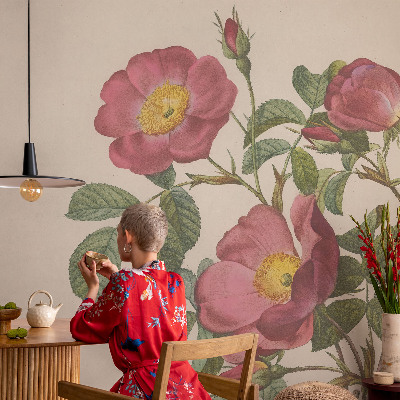 3D photo wallpaper mural with a rose motif