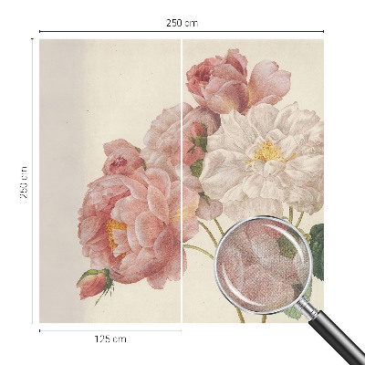 Nursery wall mural with a romantic roses motif