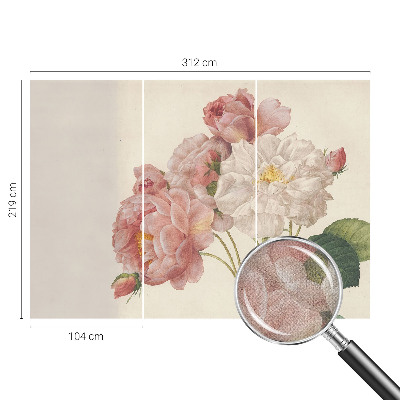 Nursery wall mural with a romantic roses motif