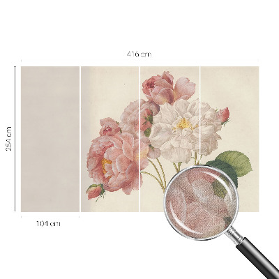 Nursery wall mural with a romantic roses motif