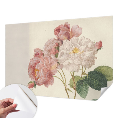 Nursery wall mural with a romantic roses motif