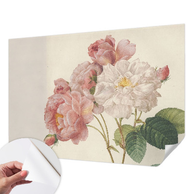 Nursery wall mural with a romantic roses motif