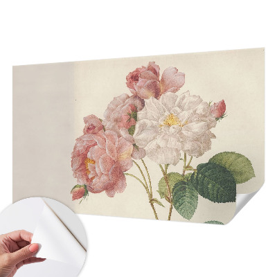 Nursery wall mural with a romantic roses motif