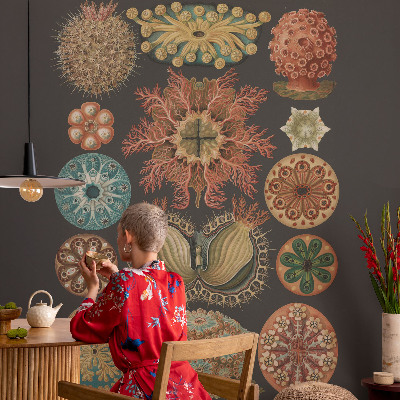 Peel and stick wall mural for living room with a sea-inspired design