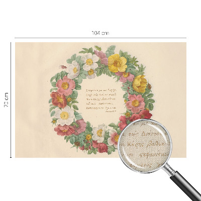 Children's wall mural with a floral wreath design
