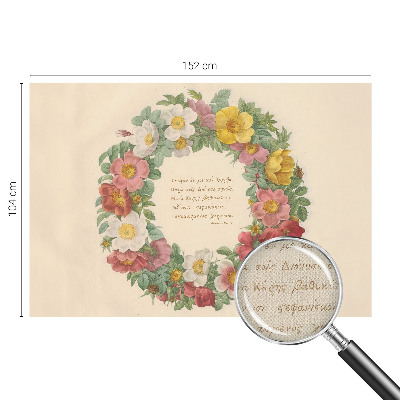 Children's wall mural with a floral wreath design