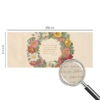 Children's wall mural with a floral wreath design