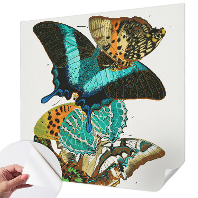 Baby room wall mural with colorful butterflies