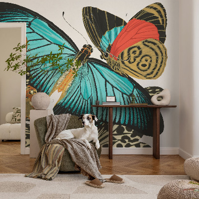 Peel and stick wall mural Colorful butterflies