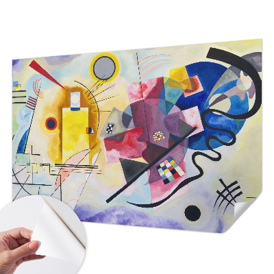 Peel and stick wallpaper mural with a colorful abstract design