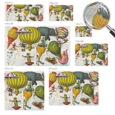 Self-adhesive wall mural with a balloon journey motif