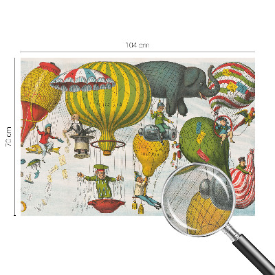 Self-adhesive wall mural with a balloon journey motif