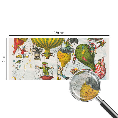 Self-adhesive wall mural with a balloon journey motif