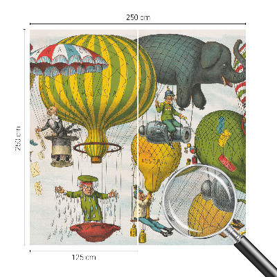 Self-adhesive wall mural with a balloon journey motif