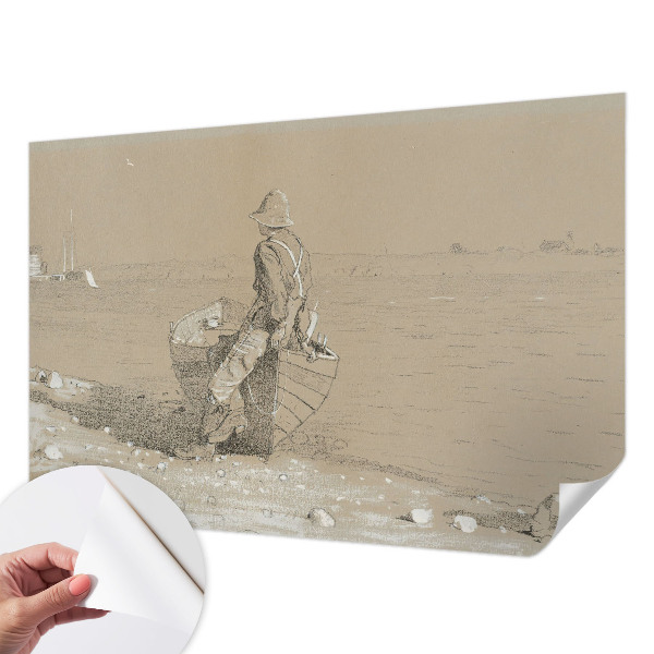 Stick-on wall mural with a nostalgic scene