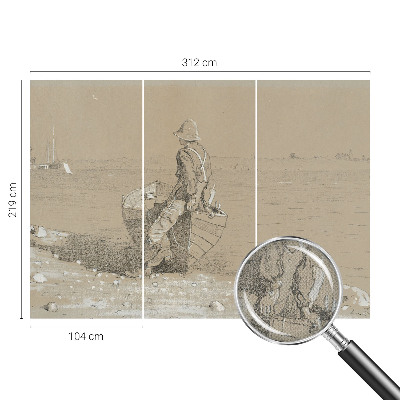 Stick-on wall mural with a nostalgic scene