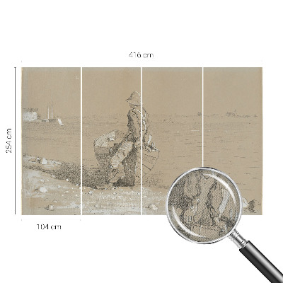 Stick-on wall mural with a nostalgic scene
