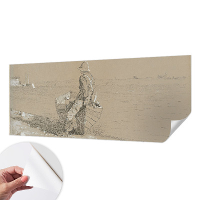 Stick-on wall mural with a nostalgic scene
