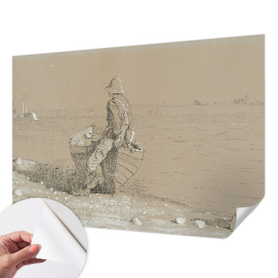 Stick-on wall mural with a nostalgic scene