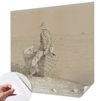 Stick-on wall mural with a nostalgic scene