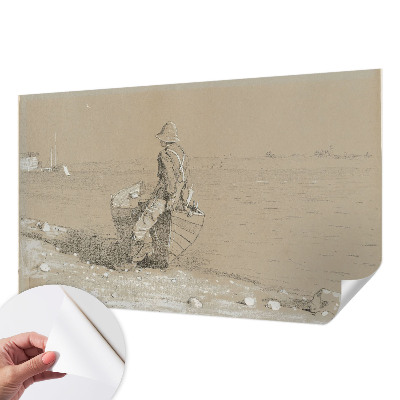 Stick-on wall mural with a nostalgic scene