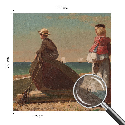 3D wall mural with a seaside scene