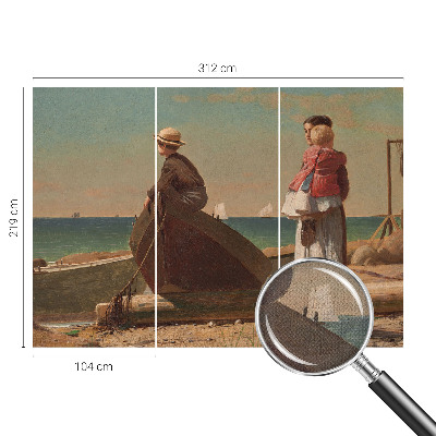 3D wall mural with a seaside scene