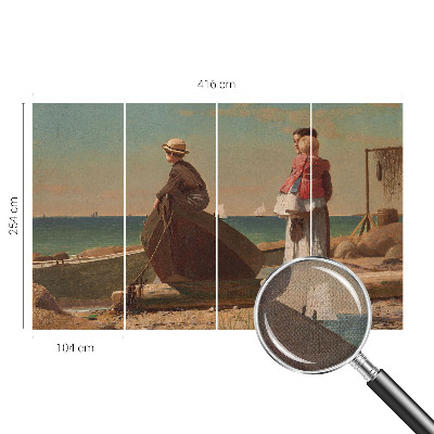 3D wall mural with a seaside scene